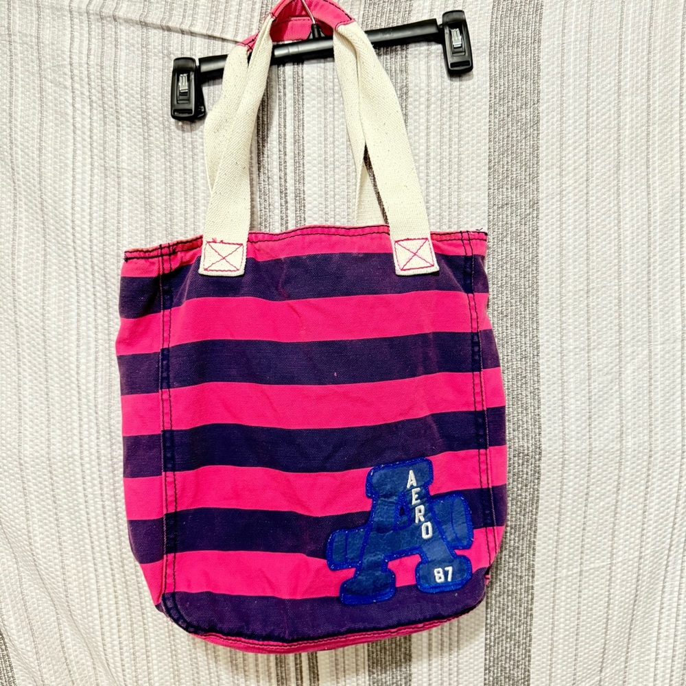 AEROSOLES Pink and Navy Striped Tote
